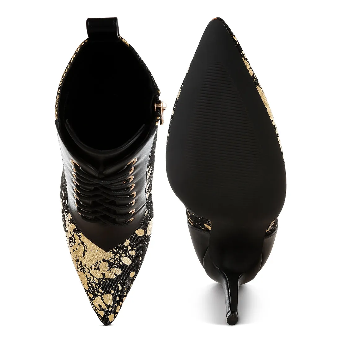 Abstract Pattern Lace-Up Ankle Boots