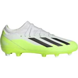 Adidas Kid's X Crazyfast .3 FG-White/Core Black/Lucid Lemon