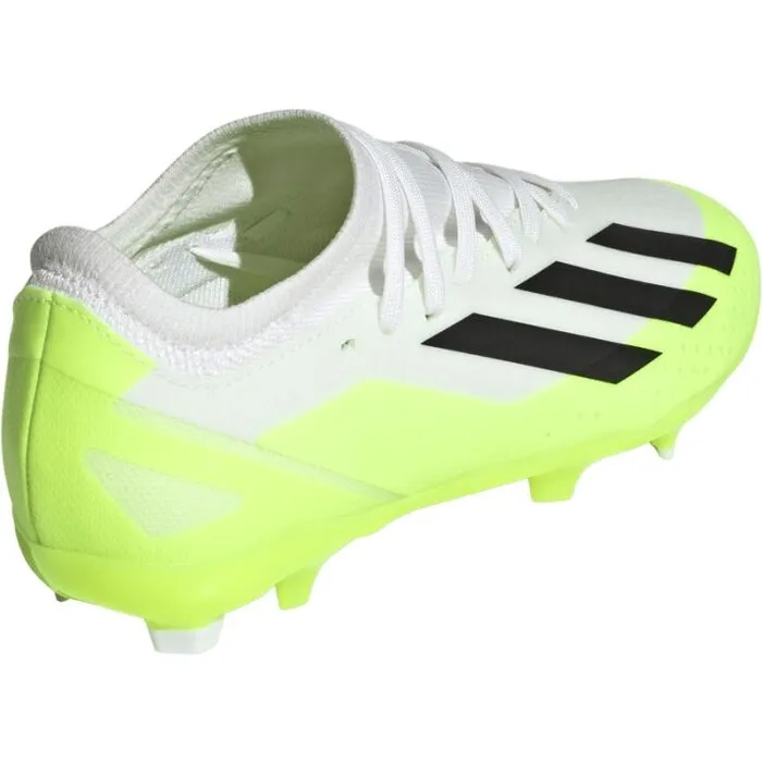 Adidas Kid's X Crazyfast .3 FG-White/Core Black/Lucid Lemon