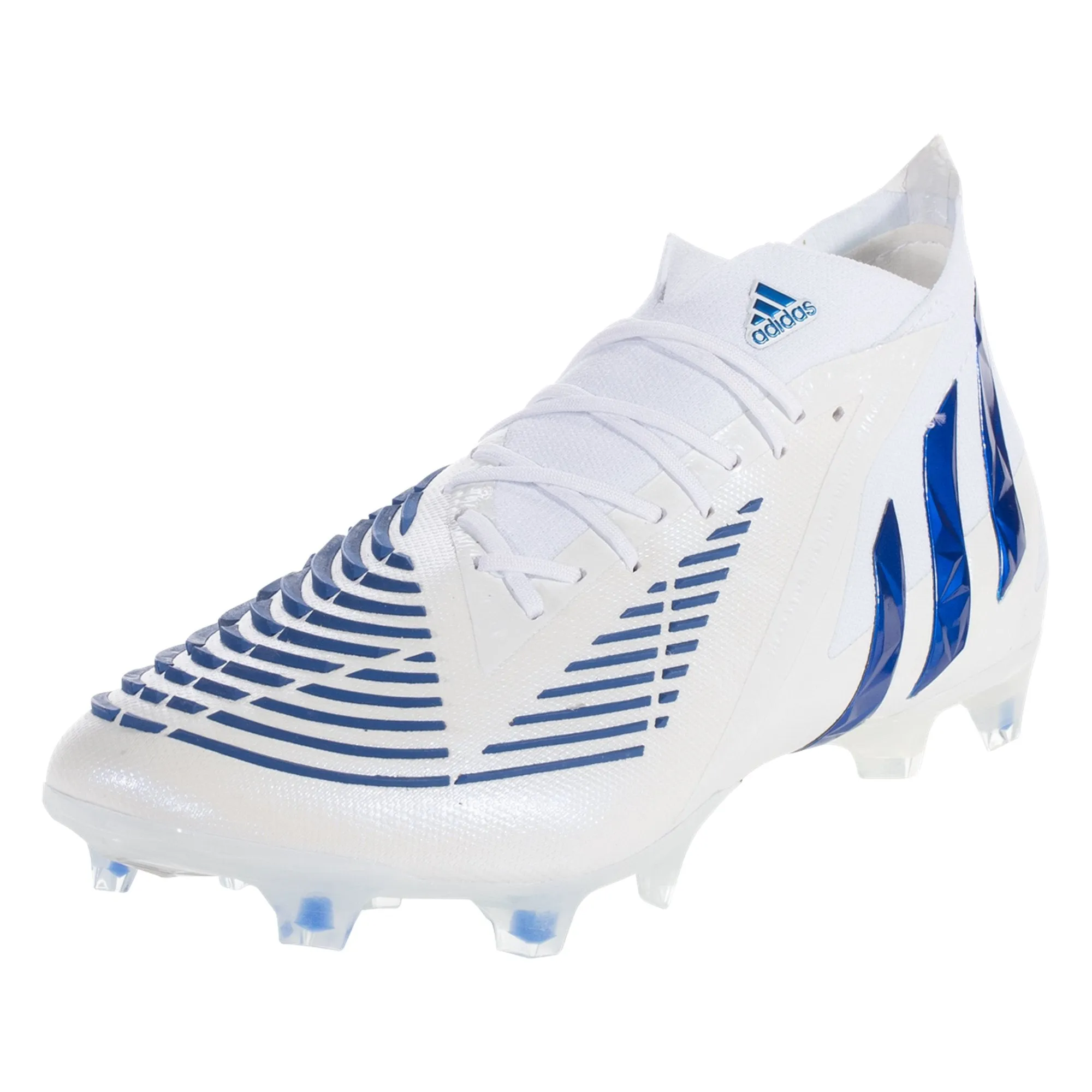 adidas Predator Edge.1 FG Firm Ground Soccer Cleat - Footwear White/Hi res Blue/Footwear White