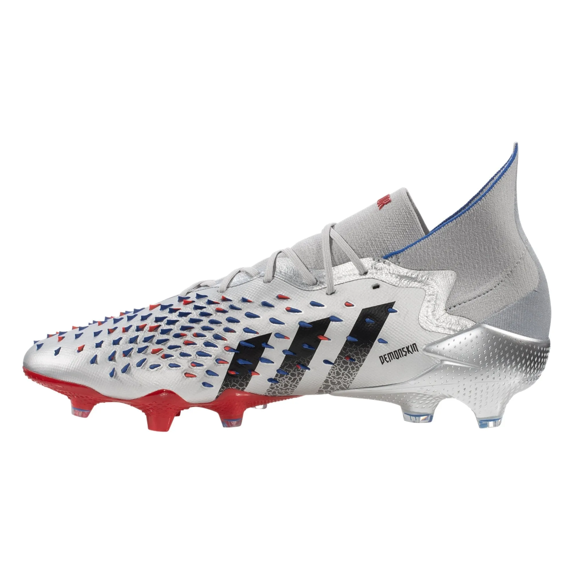 adidas Predator Freak .1 Firm Ground Soccer Cleat -  Silver Metallic/Core Black/Scarlet