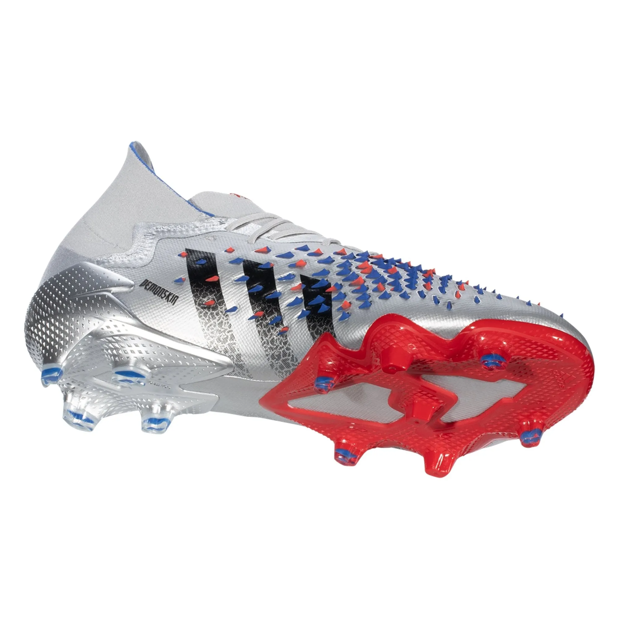 adidas Predator Freak .1 Firm Ground Soccer Cleat -  Silver Metallic/Core Black/Scarlet