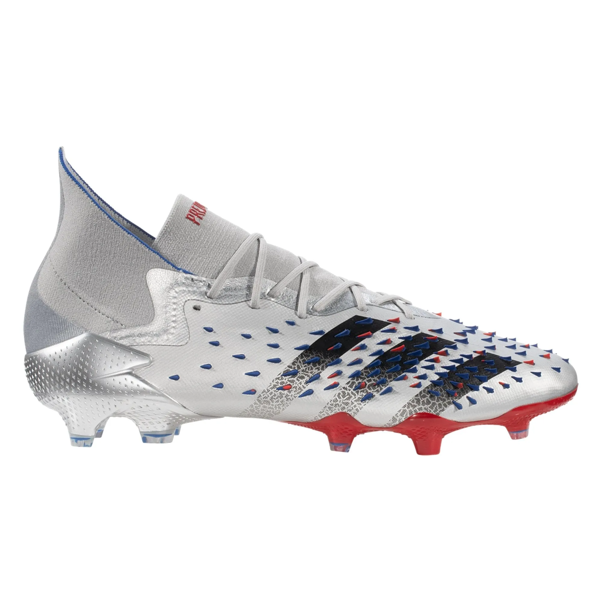 adidas Predator Freak .1 Firm Ground Soccer Cleat -  Silver Metallic/Core Black/Scarlet