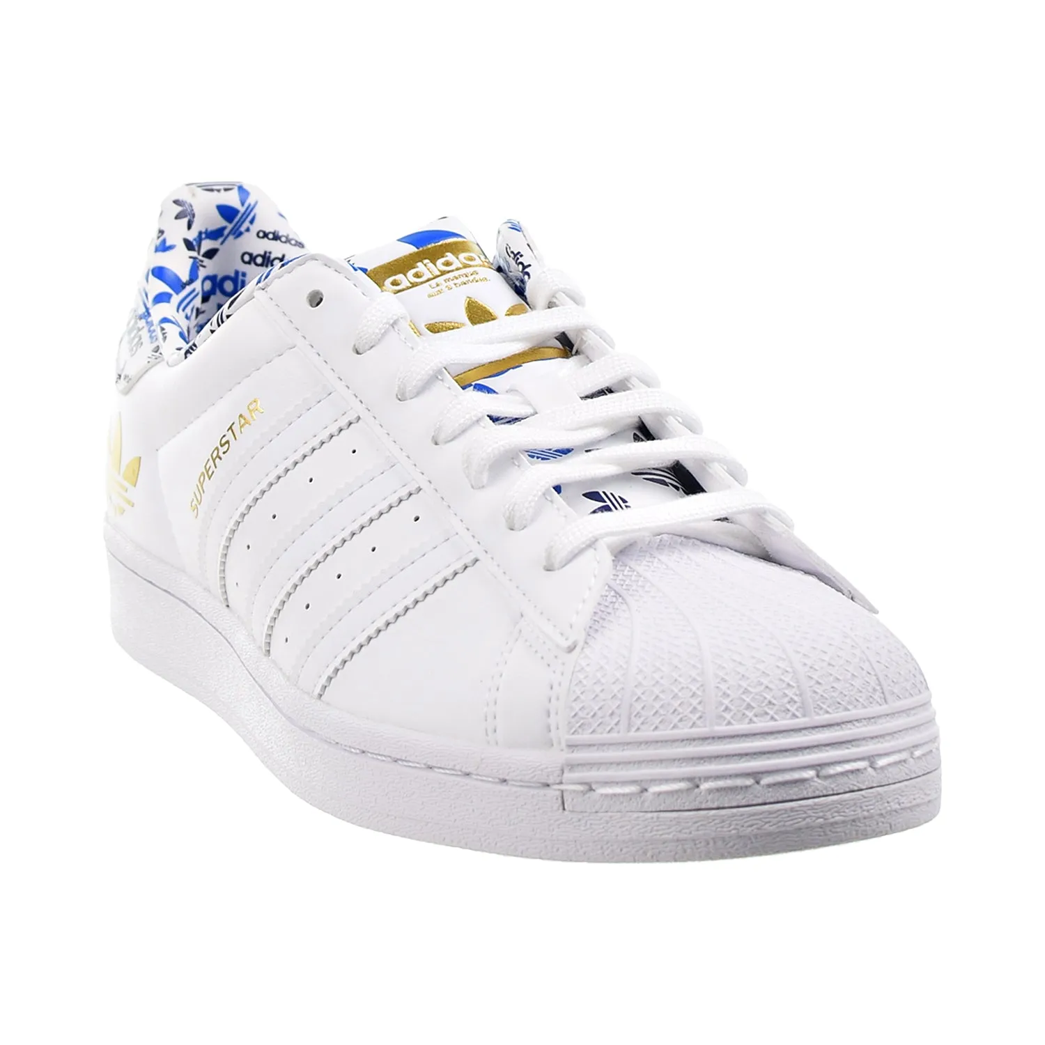 Adidas Superstar Men's Shoes Cloud White-Gold Metallic-Blue