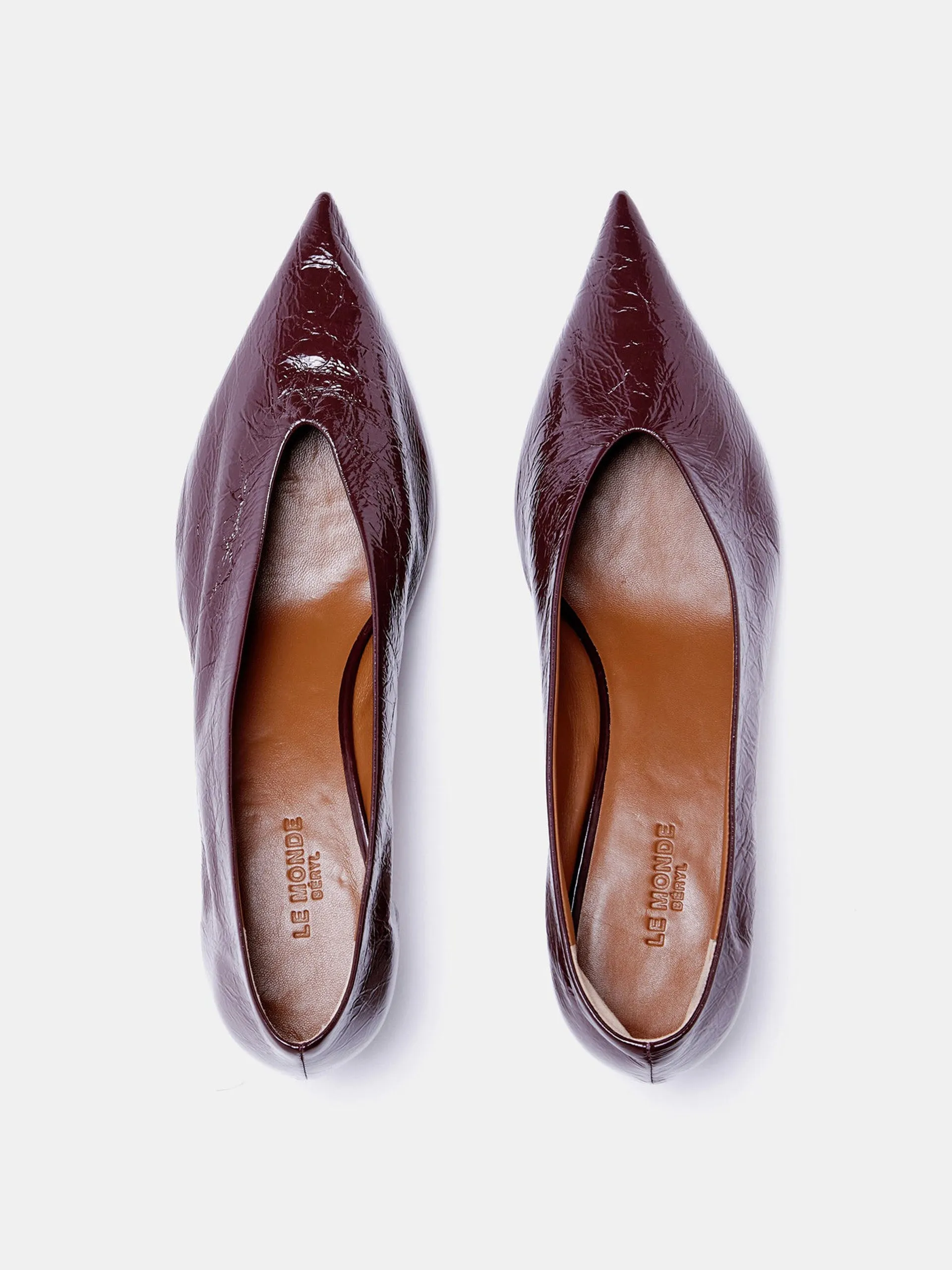 Aubergine naplack babouche kitten heels