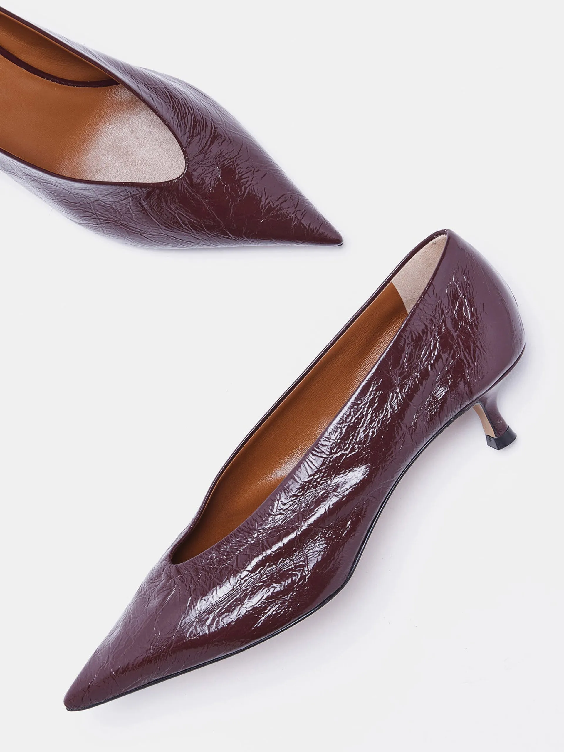 Aubergine naplack babouche kitten heels