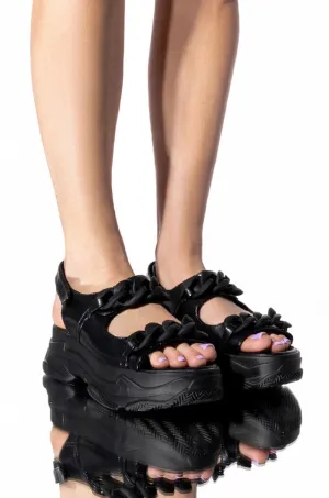 AZALEA WANG KEEP ON MOVING FLATFORM SANDAL BLACK