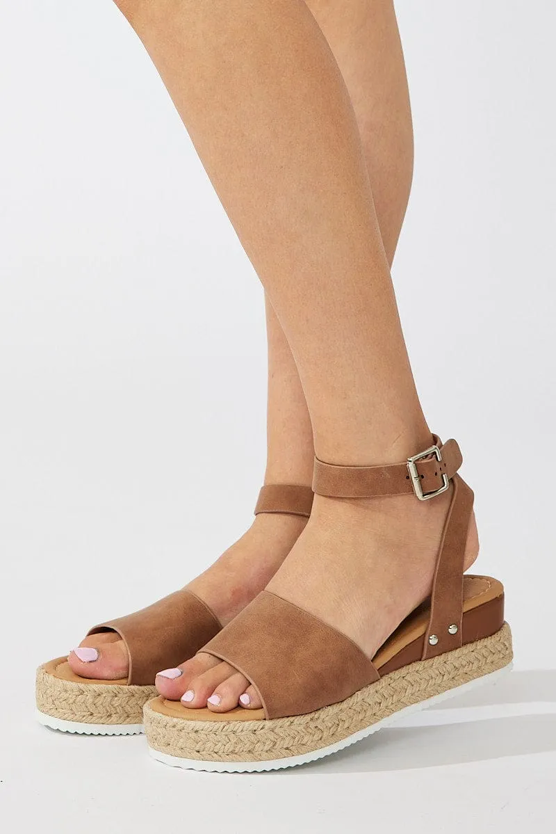 Beige Flatform Sandals