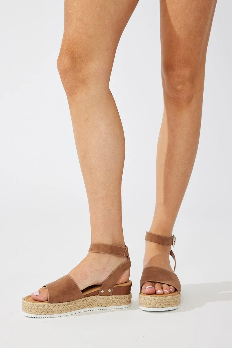 Beige Flatform Sandals