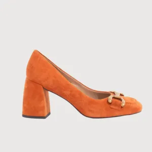 Bibi Lou Amber Orange Suede Heeled Loafers