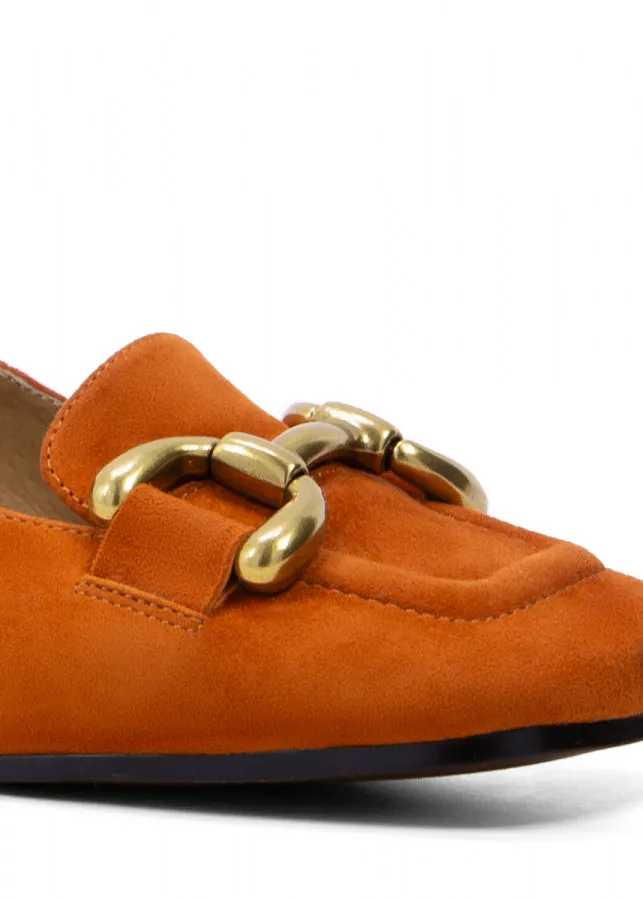 Bibi Lou Amber Orange Suede Heeled Loafers