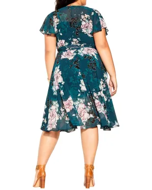 Blossom Floral Wrap Dress | Forest Green / Pink