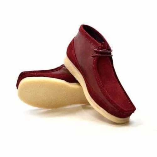 British Walkers Walker 100 Wallabee Boots Men's Burgundy Suede and Leather