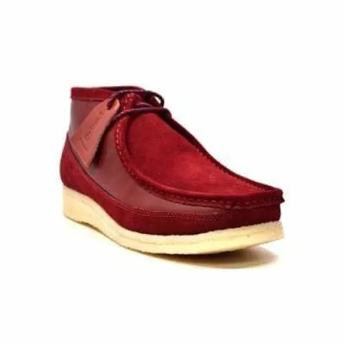 British Walkers Walker 100 Wallabee Boots Men's Burgundy Suede and Leather