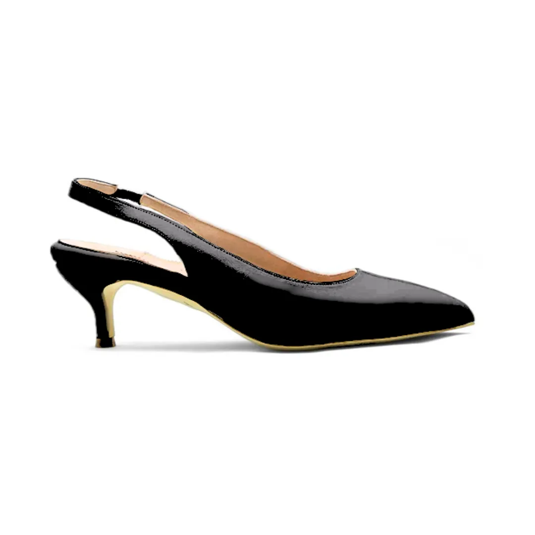 Bronze Bliss Patent Leather Slingback Kitten Heel