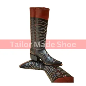 Buy Premium Quality Men's Italian Black Cowboy Spirograph EQ Western Dress Boots