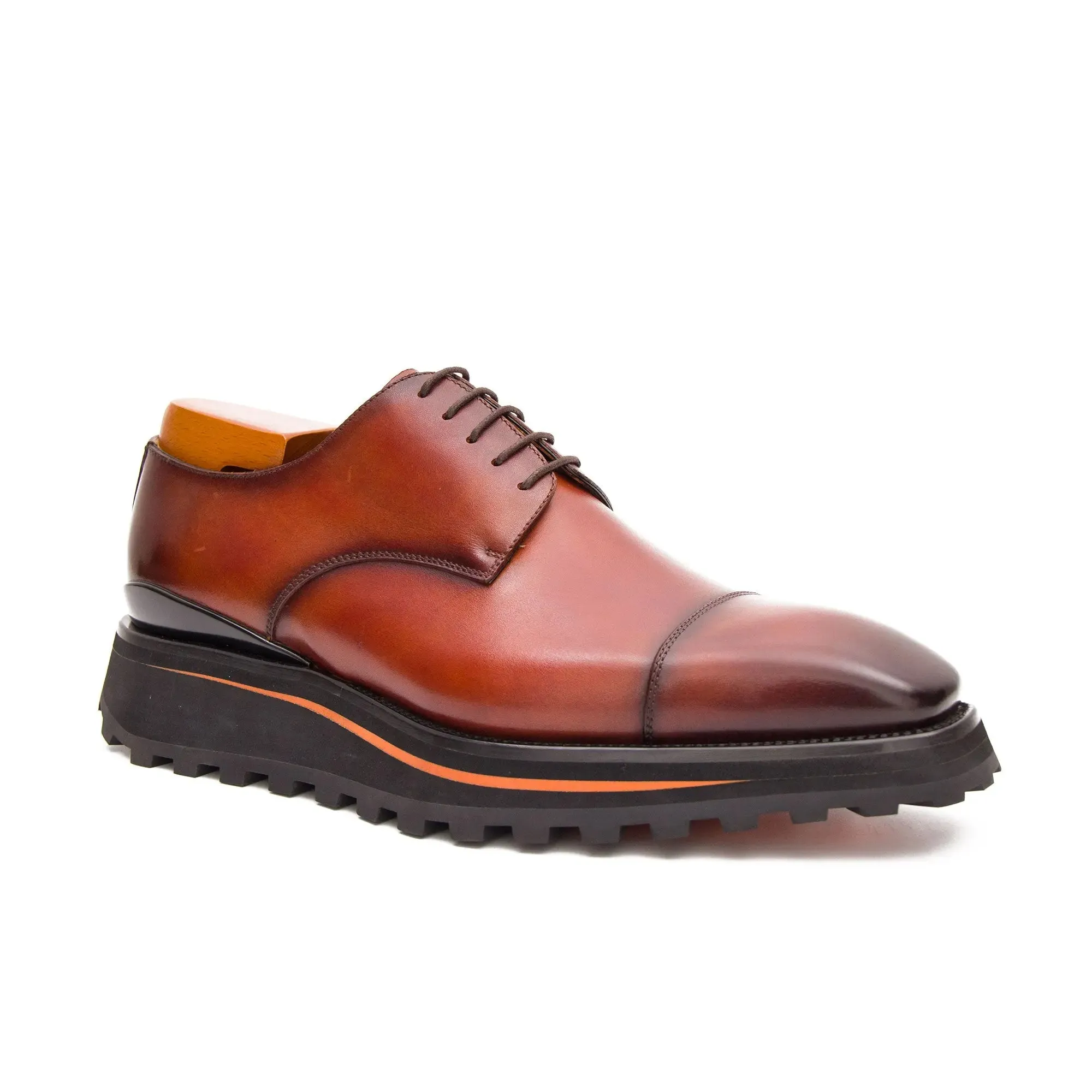 Calf leather dress three quarters derby shoes Brown