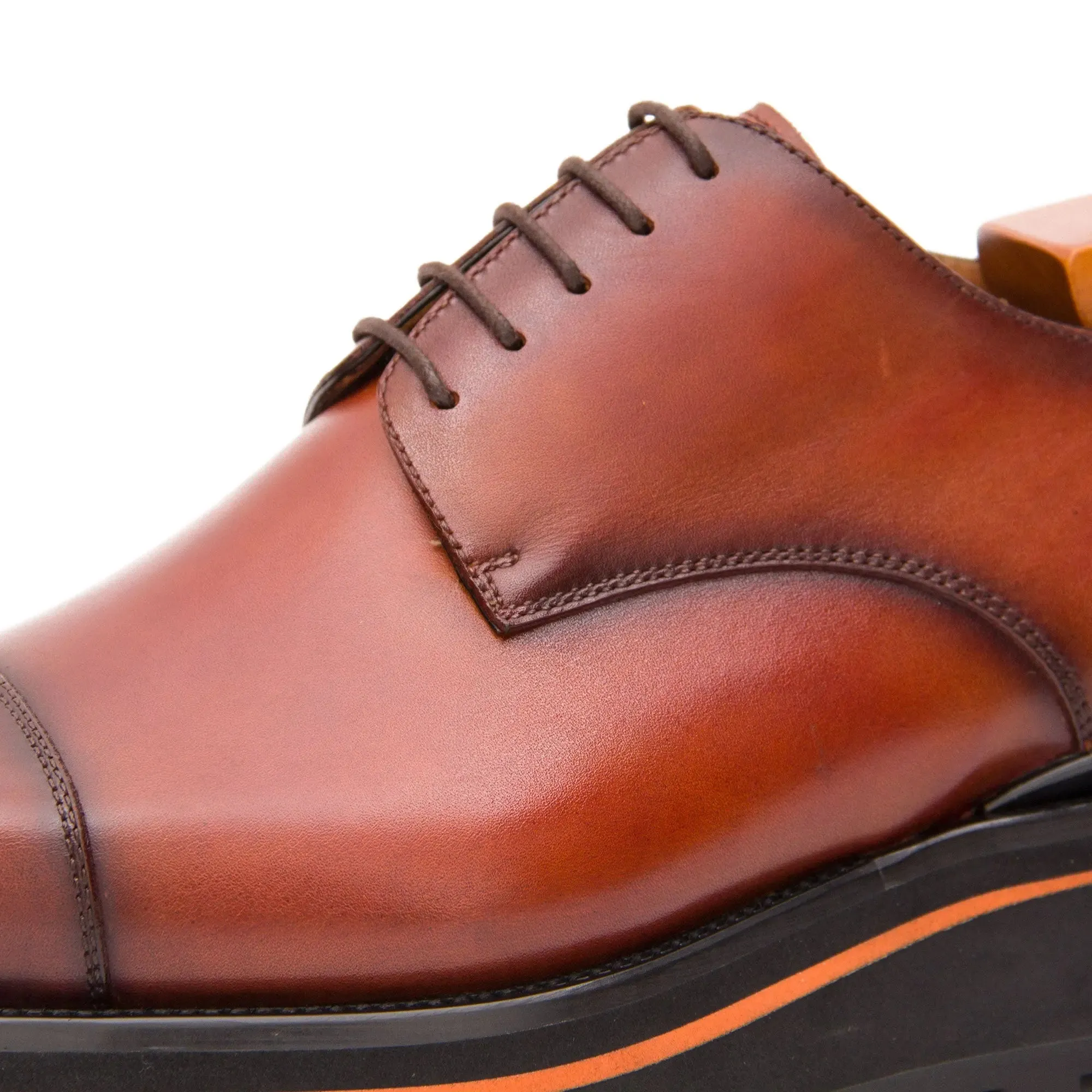 Calf leather dress three quarters derby shoes Brown