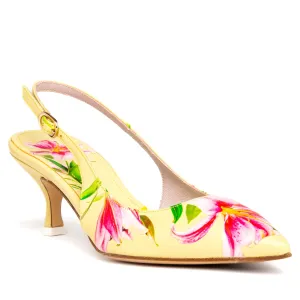 Cancun Yellow Floral Printed Leather