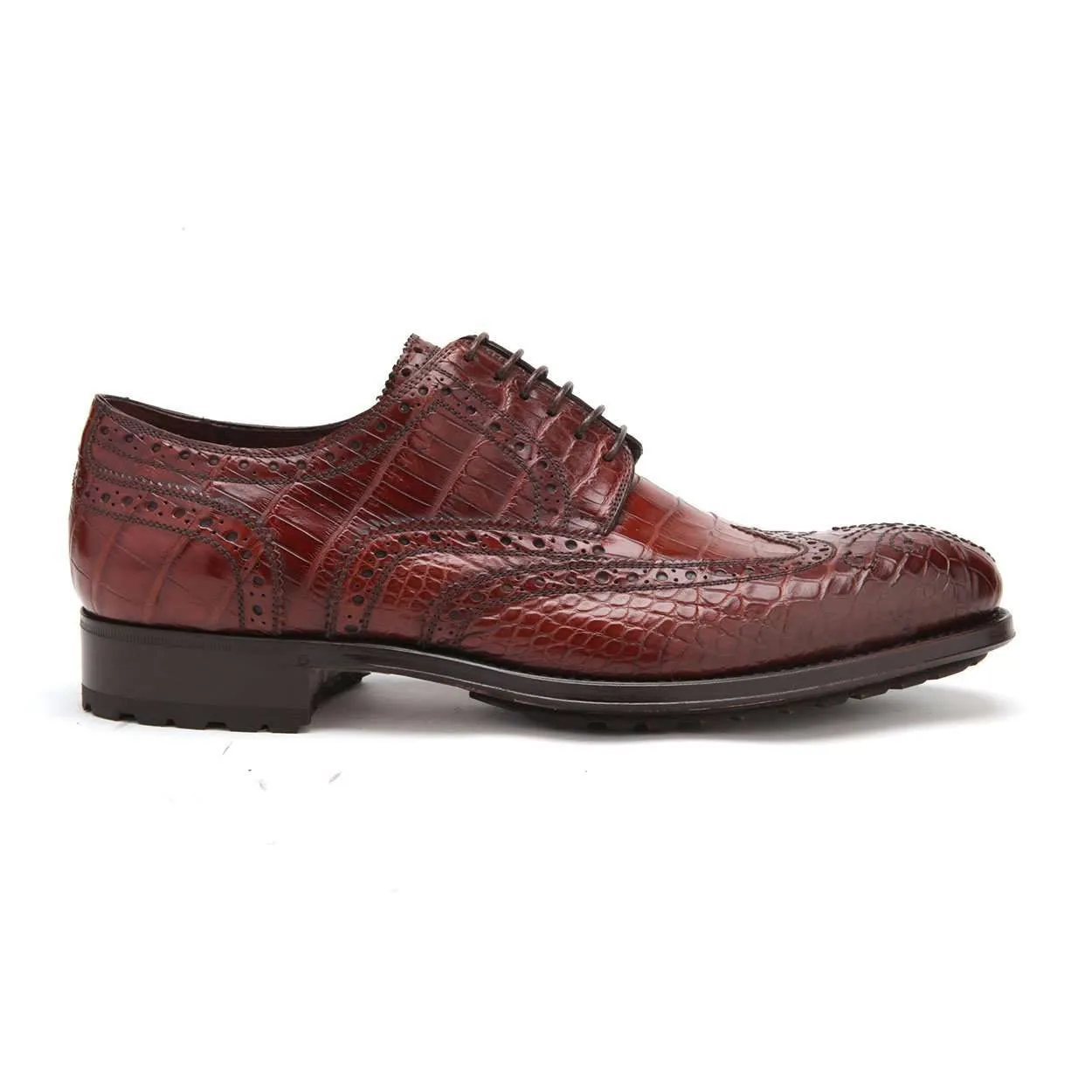 Caporicci 3318 Men's Luxury Italian Designer Shoes Alligator Sport Rust Brown Oxfords (CAP1116)