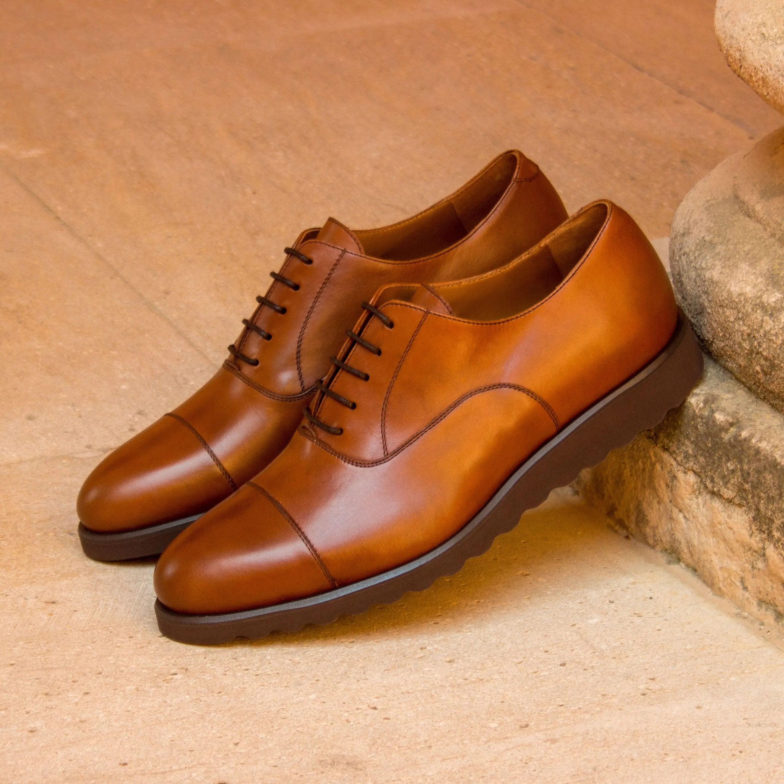 Casual Brown Leather Oxford Shoes