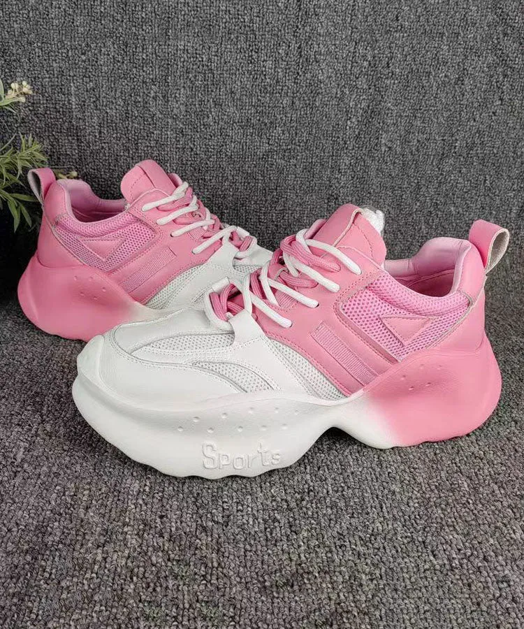 Casual Comfy Gradient Pink Breathable Mesh Platform Sport Shoes DD1005