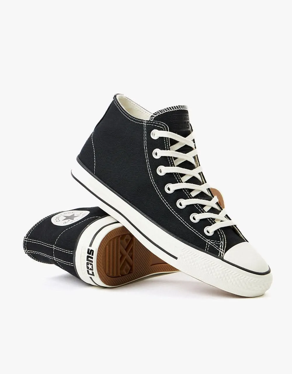 Converse CTAS Pro Cut Off Mid Skate Shoes - Black/Black/Egret