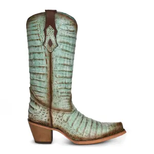 Corral Womens C3998 Jade Green Caiman Exotic Cowboy Boots