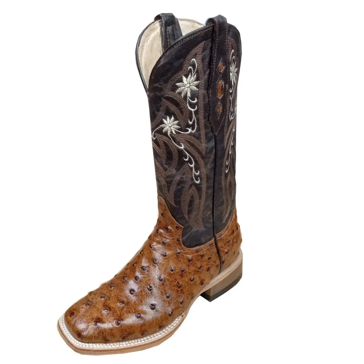 Cowtown Ladies' Ostrich Print Wide Square Toe Boots Q464