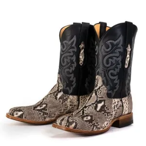 Cowtown Men's Natural Python Belly Cut Square Toe Boots Q809