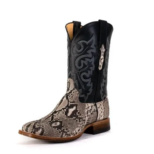 Cowtown Men's Natural Python Belly Cut Square Toe Boots Q809