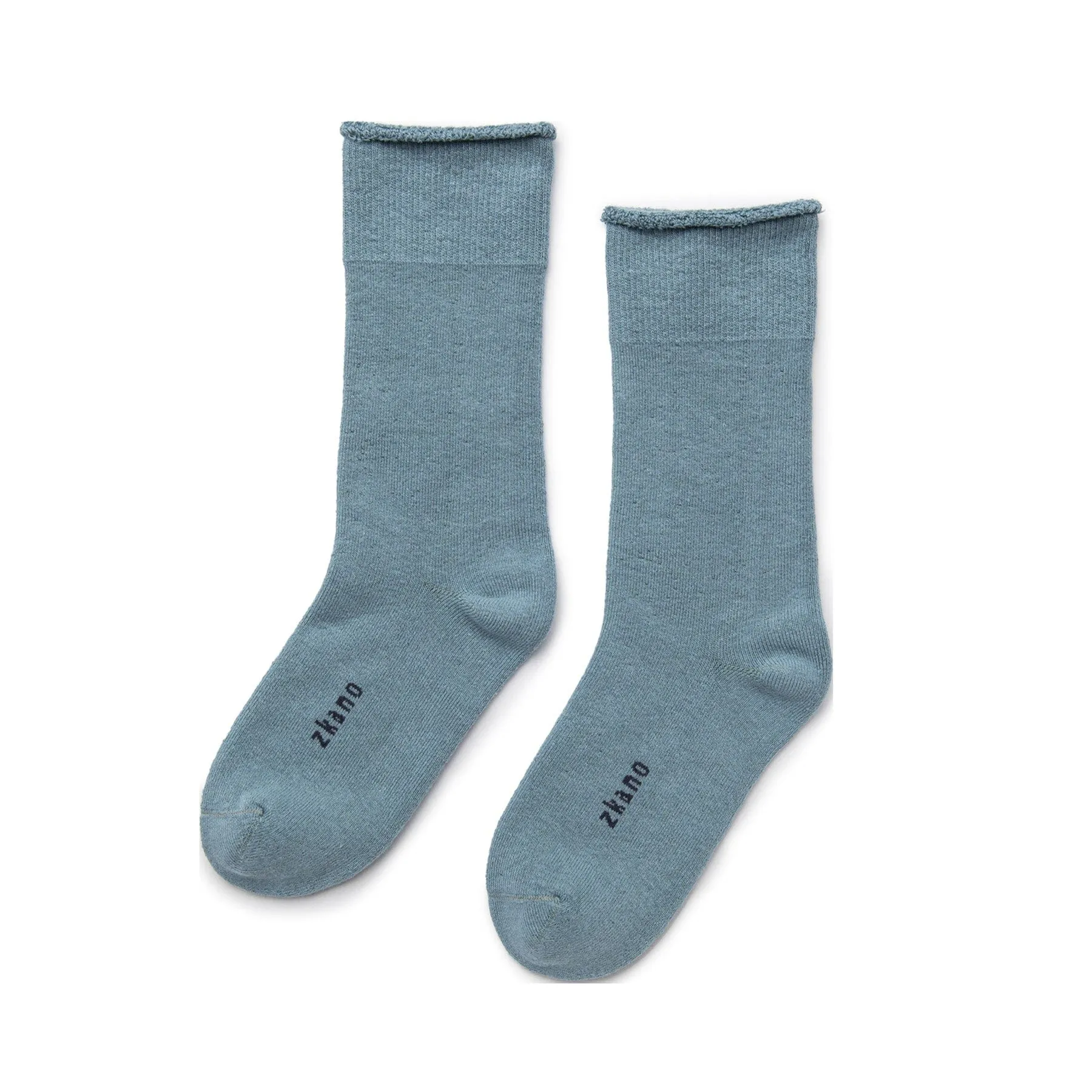 Cushioned Roll Top Organic Cotton Crew Socks - Lead