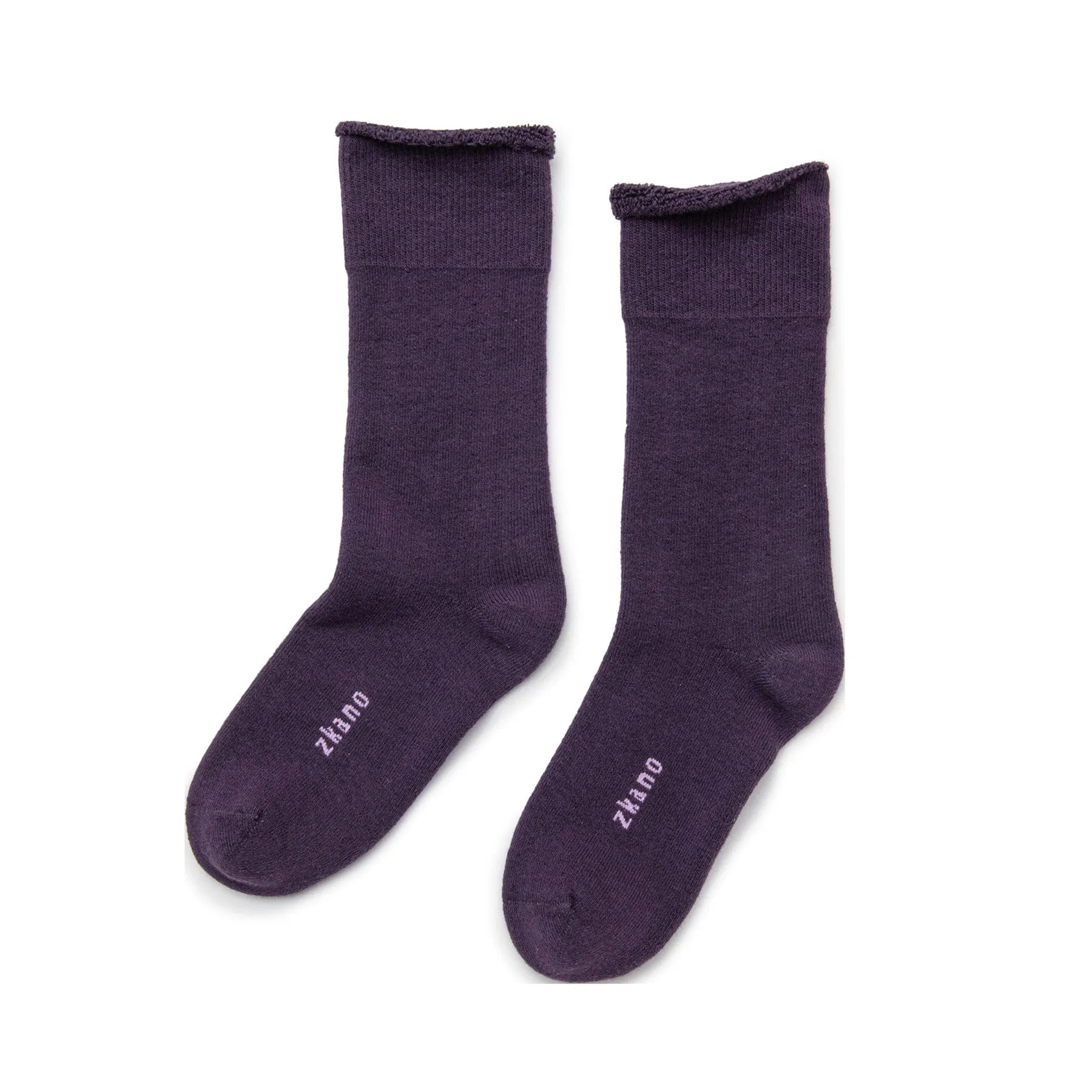 Cushioned Roll Top Organic Cotton Crew Socks - Plum