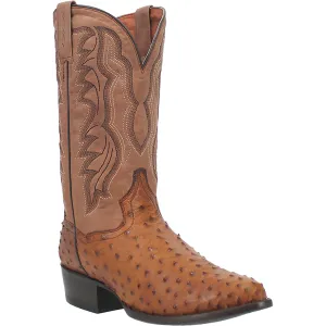 Dan Post Mens Tempe Cowboy Boots Ostrich Saddle Brown/Chocolate