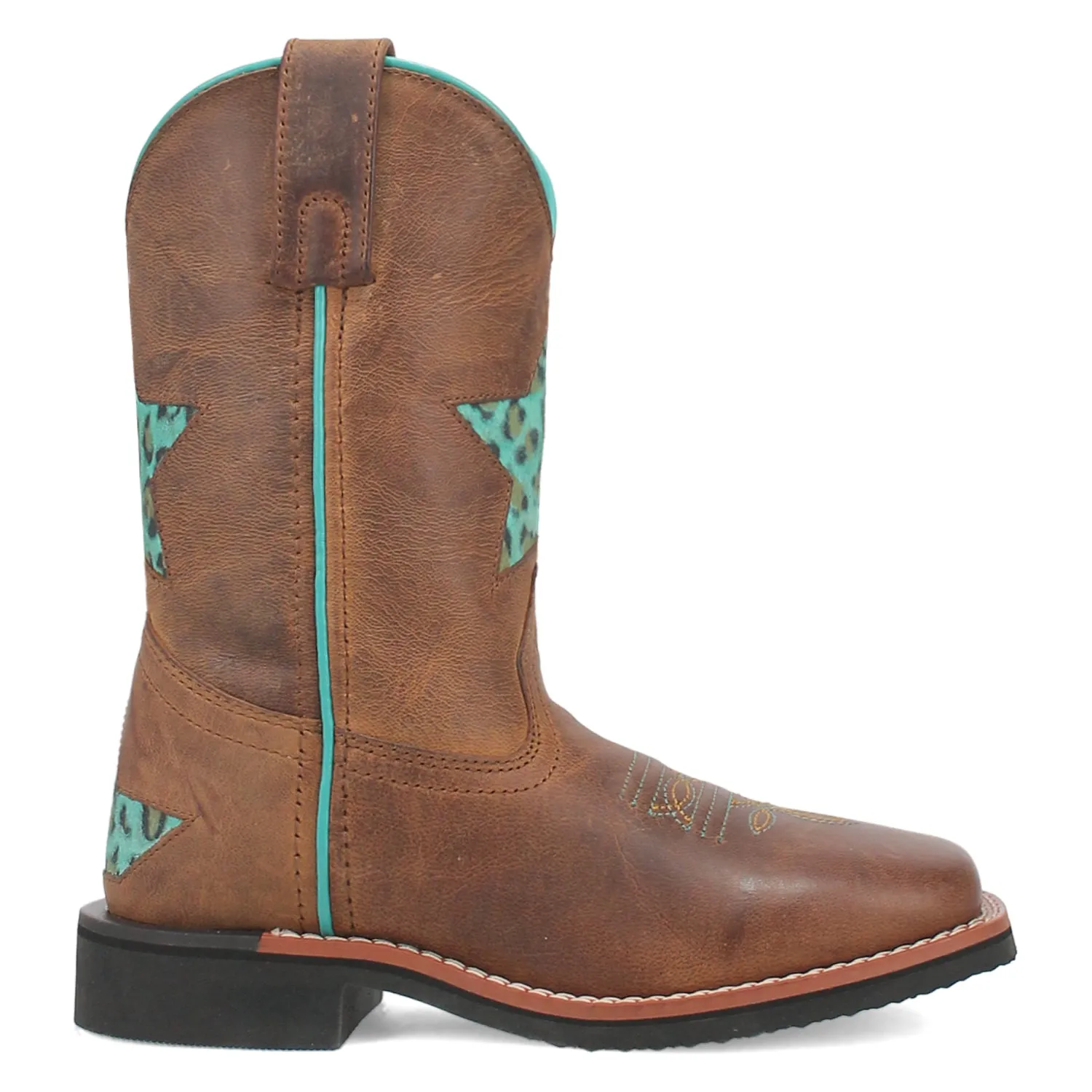 Dan Post Youth Girls Starr Brown Leather Cowboy Boots