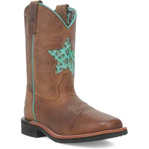 Dan Post Youth Girls Starr Brown Leather Cowboy Boots