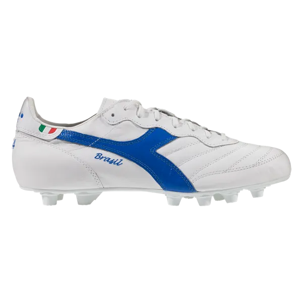 Diadora Brasil Italy OG MD PU Soccer Cleat - White/Blue