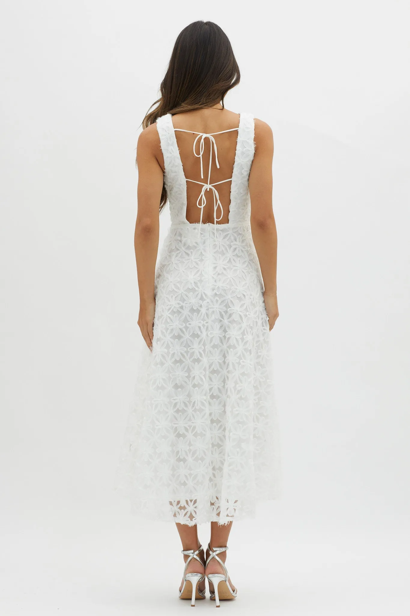 Dianne Sleeveless Embellished Midi Dress White