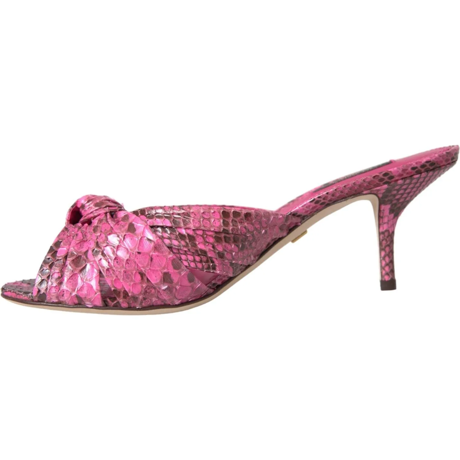 Dolce & Gabbana Pink Exotic Leather Kitten Heels Slides Shoes