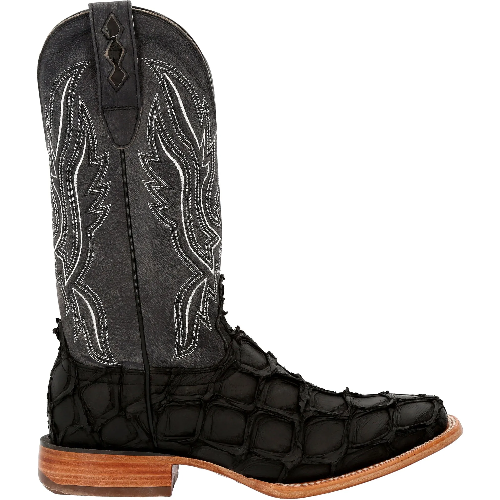 Durango Men's Exotics Matte Black Pirarucu Square Toe Boot DDB0381