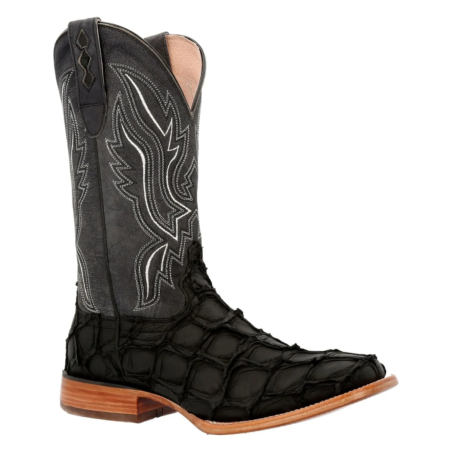 Durango Men's Exotics Matte Black Pirarucu Square Toe Boot DDB0381