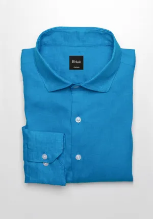 Electric Turquoise Irish Linen Shirt