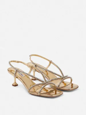 Embellished metallic leather sandals