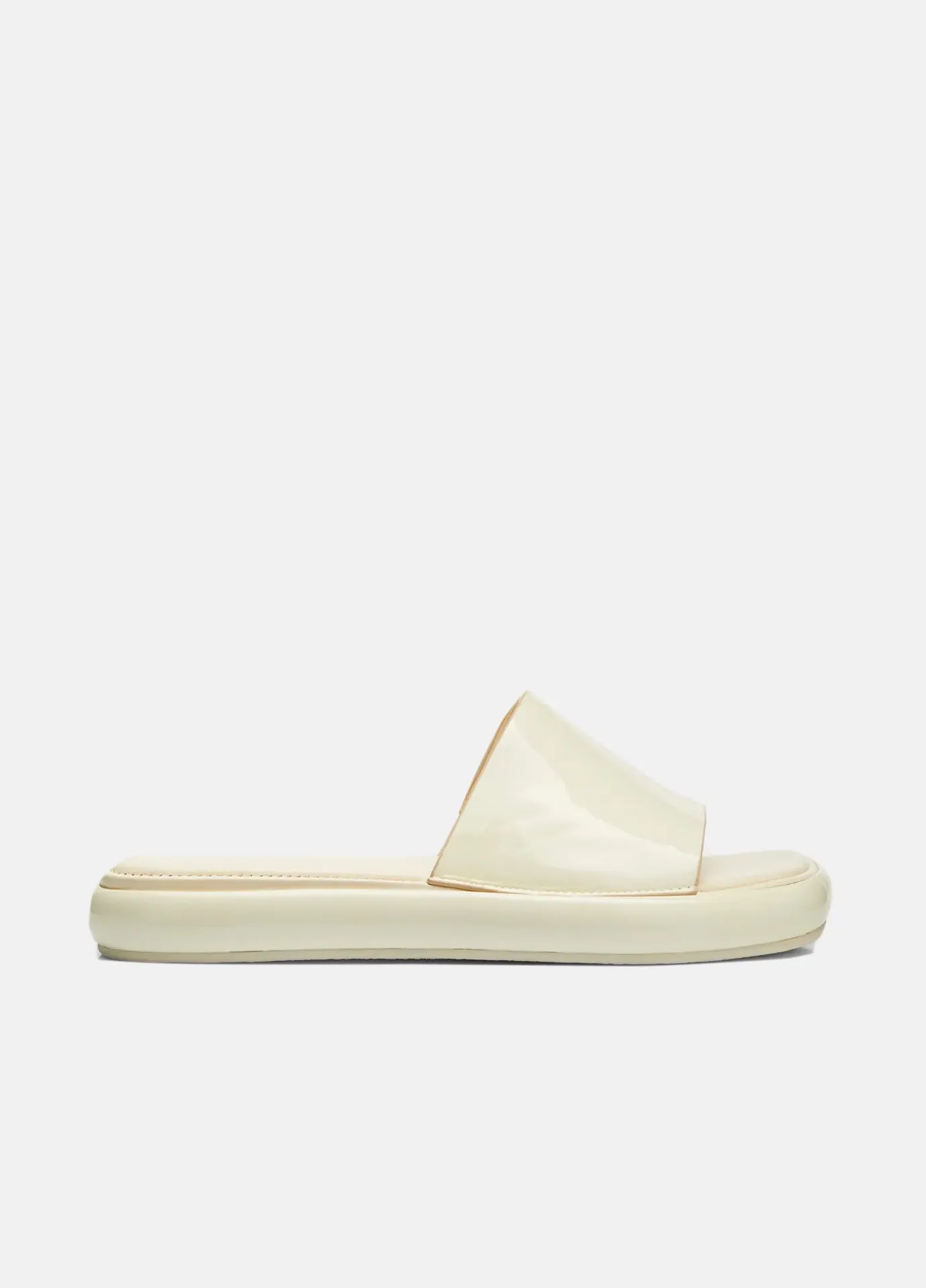 Evie Patent Pool Flatform Sandals - Marble Cream