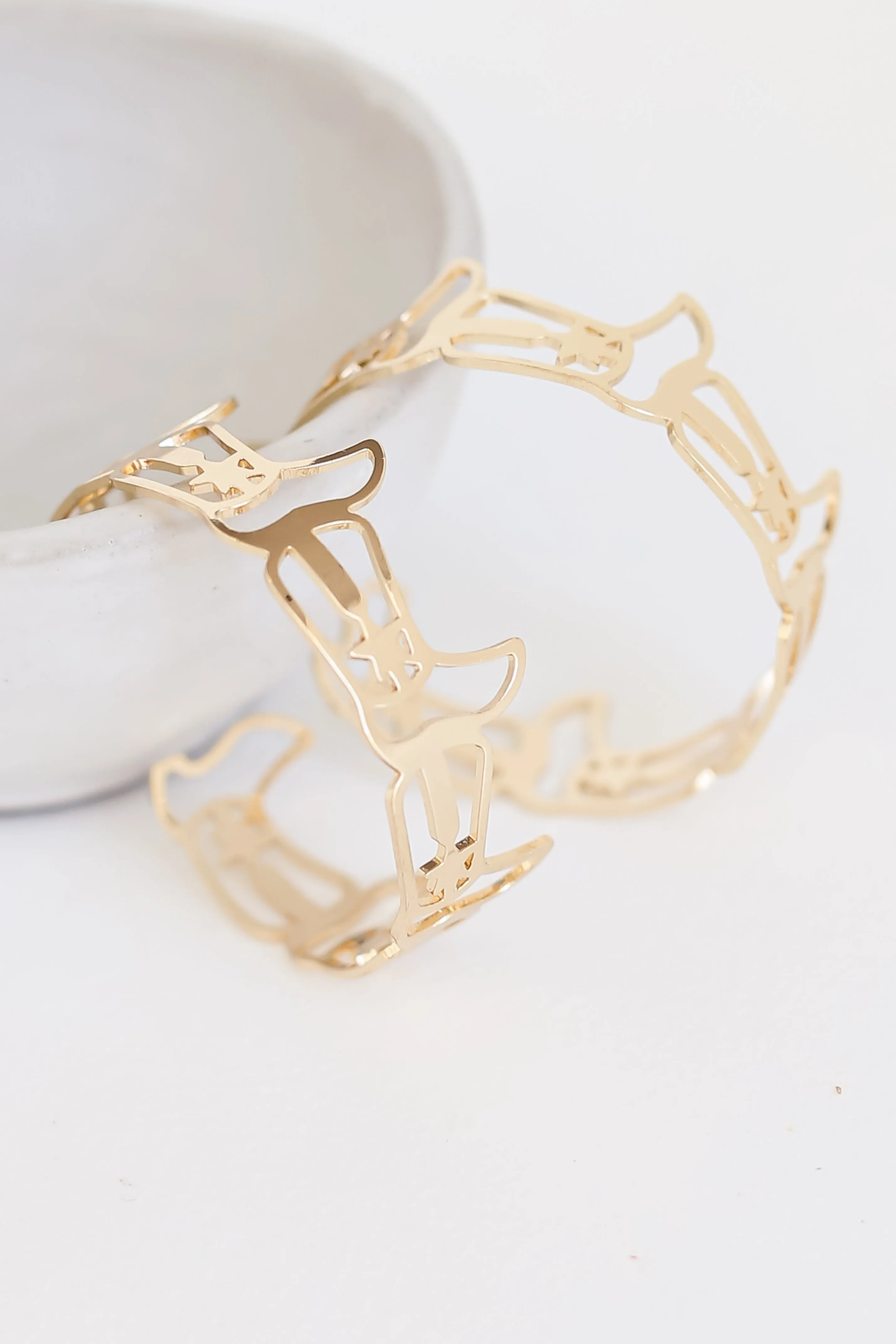 FINAL SALE - Delaney Gold Cowboy Boot Hoop Earrings