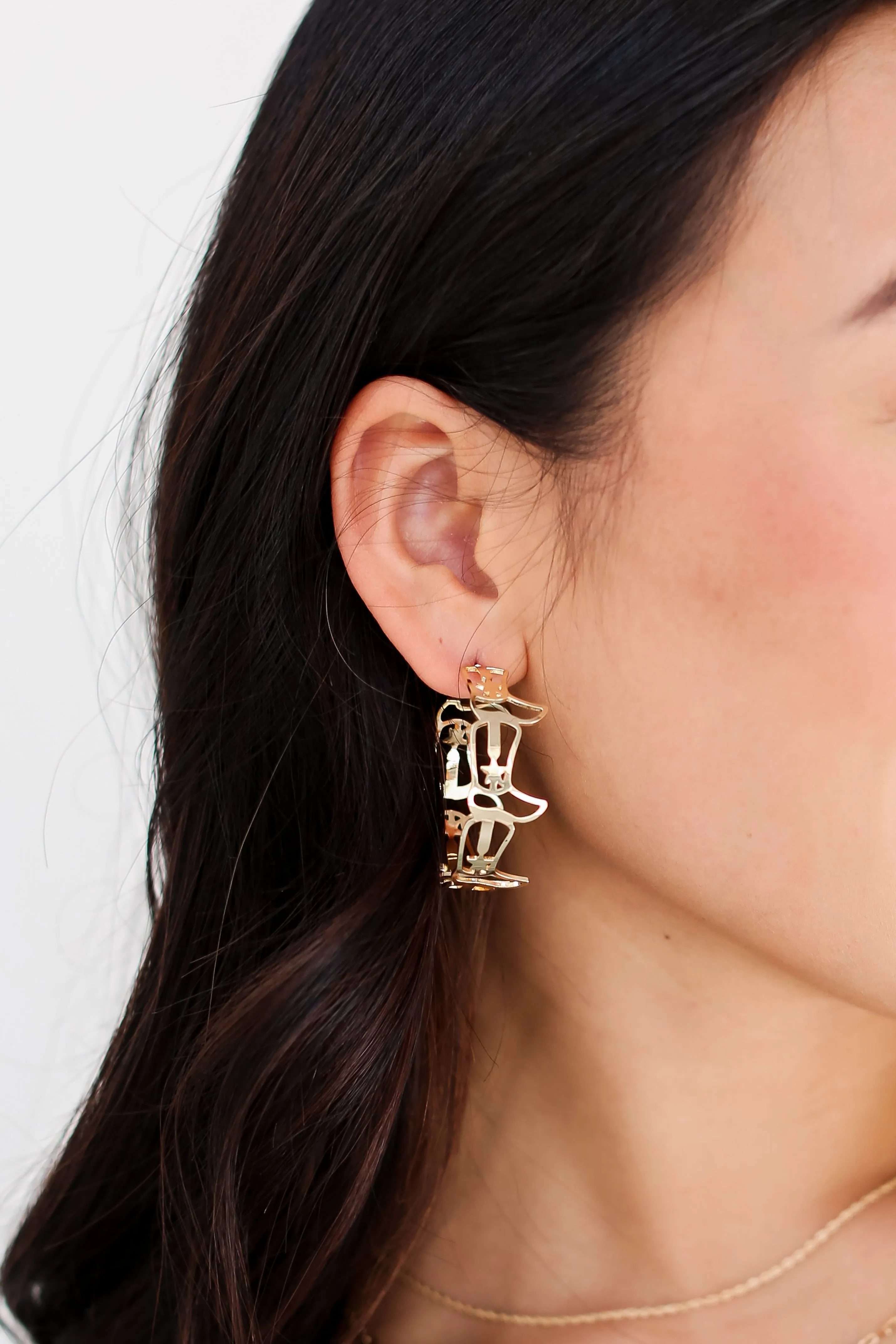 FINAL SALE - Delaney Gold Cowboy Boot Hoop Earrings