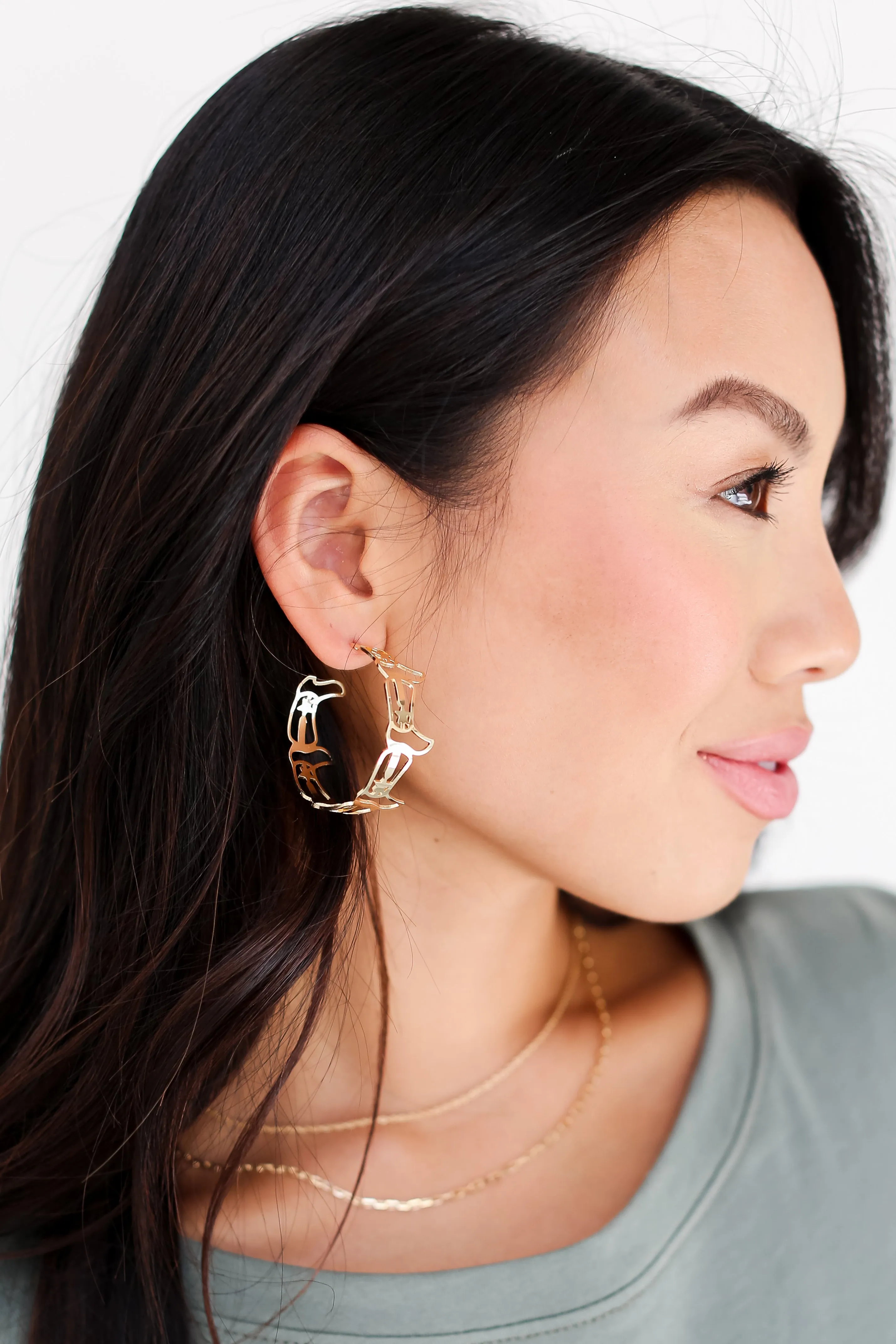 FINAL SALE - Delaney Gold Cowboy Boot Hoop Earrings