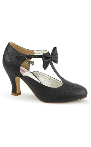 FLAPPER-11 Black Faux Leather Heels