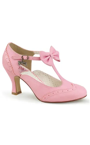 FLAPPER-11 Pink Faux Leather Heels