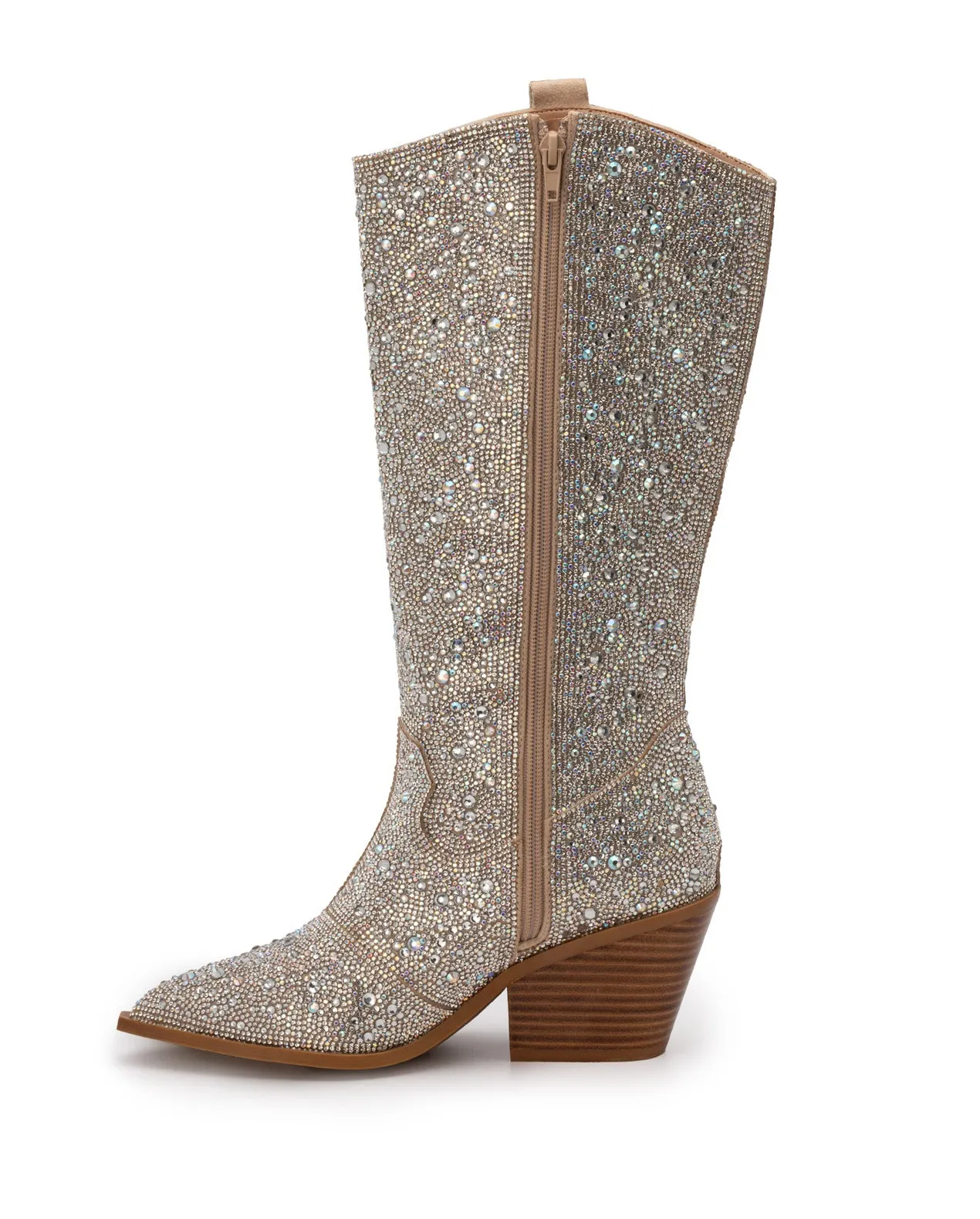 Glitzy | Clear Rhinestone Tall Western Boots